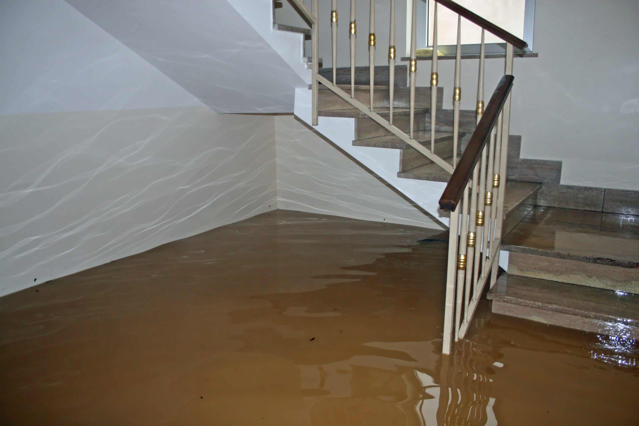 Hurricane Damage Restoration Flooded Stair Well Super Clean Restoration Service
