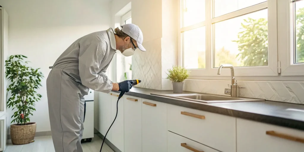 Mold inspection professional using specialized equipment.