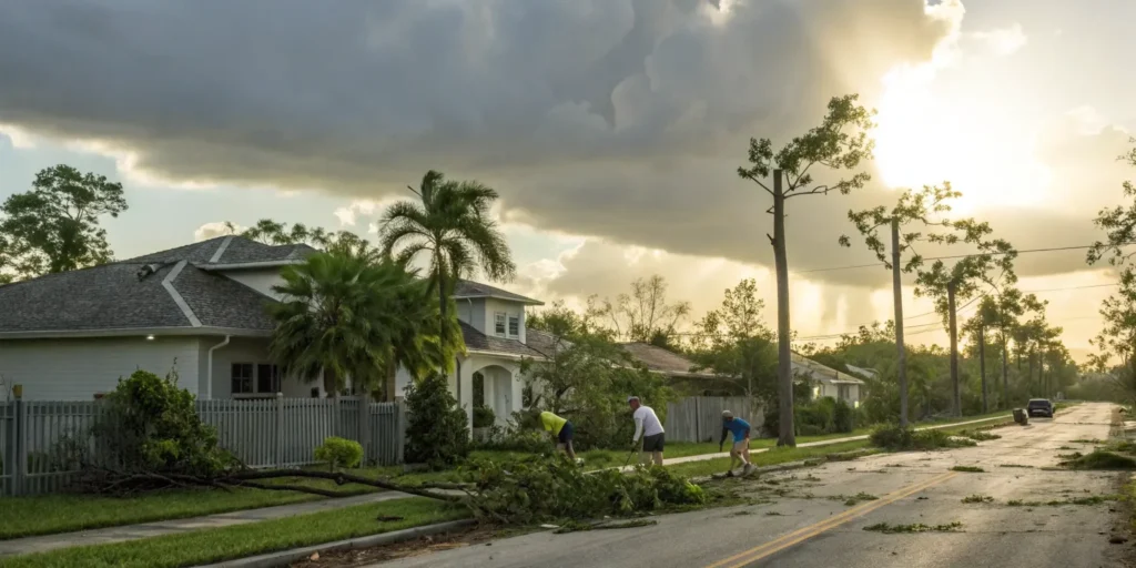 Hurricane damage in Wellington.