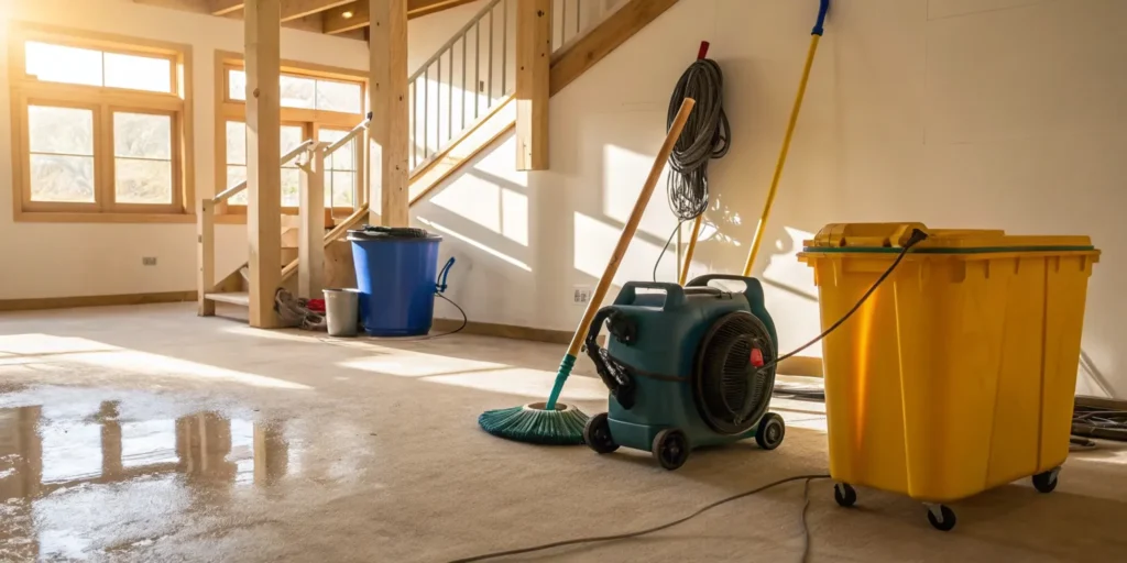 Safe basement flood cleanup after water damage.