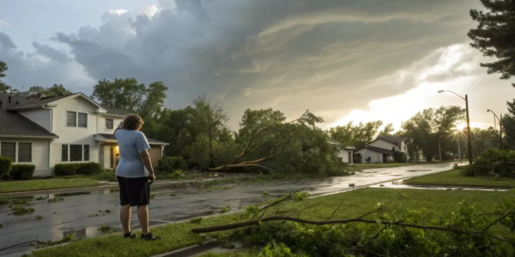 Storm damage restoration after a severe storm.